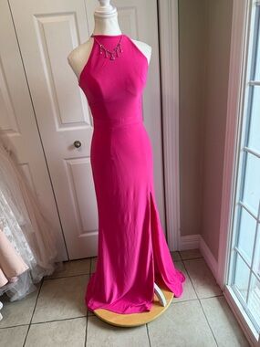 Sherri Hill Hot Pink Halter Prom Gown
